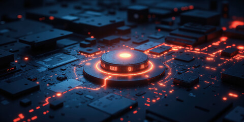 Cybersecurity Shield Data Flow Visual concept of robust cybersecurity protecting sensitive data, a luminous energy shield abstractly shaped like a digital fortress