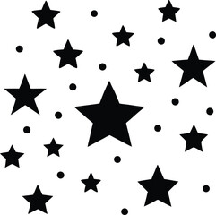 Black and White Star Pattern Background, Celestial Design, Night Sky, Vector Illustration