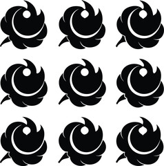 Black & White Floral Pattern: Abstract Flower Design, Decorative Wallpaper, Vector Illustration