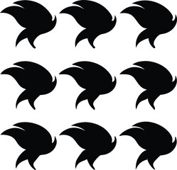 Black Silhouette Abstract Shape Pattern - Graphic Design Element Vector Art Illustration