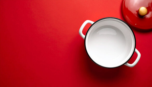 Empty pot top view. Empty space concept for cooking.