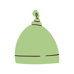 Children s bonnet. on a white background. Girls or boy hat for a newborn, baby hat flat illustration isolate on white. Kids head wears for summer, winter, autumn. Children headdresses.