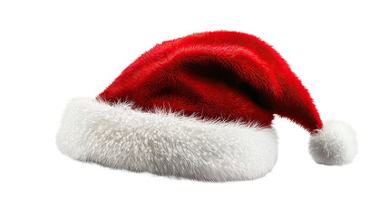 A plush Santa hat radiating holiday cheer ready for a season of giving and joy on a simple black