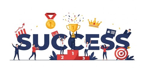 Celebrating success with awards, podiums, and people.