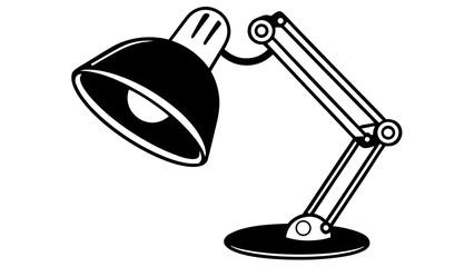 Fototapeta premium Monochromatic Illustration of a Flexible Arm Desk Lamp for Studying or Reading with Circular Base and Adjustable Head