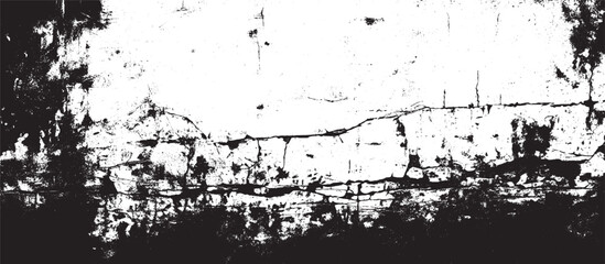 Naklejka premium Black and white grunge frame. rough and dirty texture Overlay texture. Faded black-white dyed paper texture. wall background 