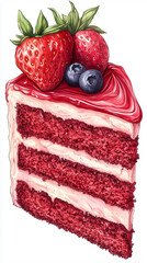 Food illustration in vertical format with cake for mobile banners