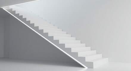Minimalist and modern staircase photo with geometric light composition of diagonal lines