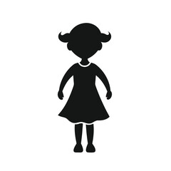 Young Female Character Outline in Dress
