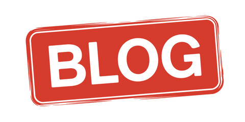 Red Blog Sign with White Text on a White Background