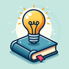 Bright idea illuminates knowledge from open book symbolizing learning and innovation