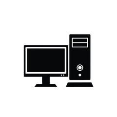 Desktop Computer Icon – Flat Style Vector Illustration