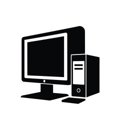 Monitor and CPU Icon – Minimal Vector Design


