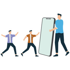 Business Team Rushing into Digital Smartphone World