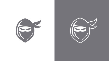 Ninja face silhouette logo in minimalist vector style, generative ai