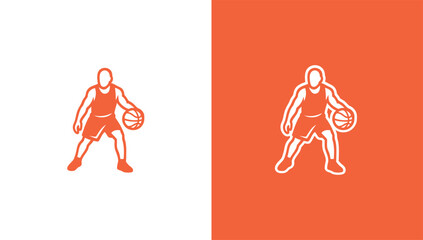 Basketball athlete silhouette logo in minimalist vector style, generative ai