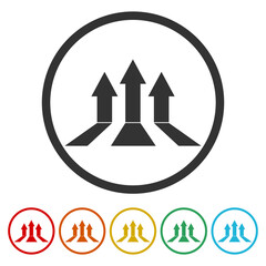 Business arrow up success icon. Set icons in color circle buttons