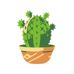 Cute Cactus in a Pot Illustration - Desert Plant Decor - Indoor Plant Design - Succulent Art - Botanical Illustration for Home Decor - Potted Cactus Image