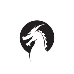 Head dragon flat color logo template vector illustration