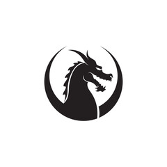 Head dragon flat color logo template vector illustration