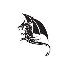 Head dragon flat color logo template vector illustration