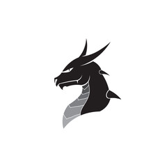 Head dragon flat color logo template vector illustration