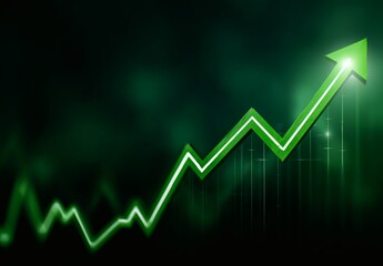 Green rising arrow graph, Business growth concept, Success finance chart for investment idea