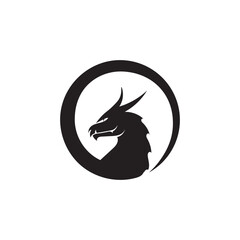 Head dragon flat color logo template vector illustration