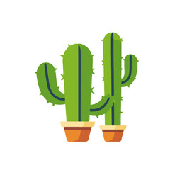 Two Potted Cacti Illustration - Desert Plant Decor - Southwestern Style Graphic - Green Cactus Art - Home Decor Accents - Plant Lover's Design - Modern Botanical Art