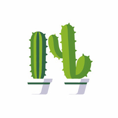 Two potted cacti illustration-Minimalist cactus plants graphic-Indoor succulent decor idea-Desert plant art-Botanical illustration for home decoration