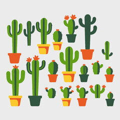 Various Cactus Plants in Colorful Pots-Indoor Succulent Collection-Desert Botanical Illustration-Modern Plant Decor-Trendy Cactus Image-Home Garden Design