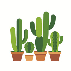 Various Cactus Plants in Pots-Illustrated Cactus Collection-Desert Plant Decor-Green Cactus Art-Stylish Home Decor Plants-Cactus Lovers Delight