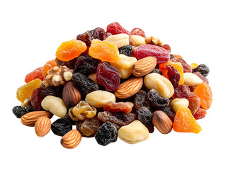 Delicious and healthy trail mix assortment against a dark background highlighting nutritional benefits