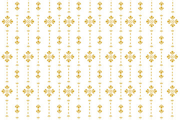 Thai silk pattern, gold, yellow, wallpaper and textile products, traditional ethnic Thai handwoven fabric, carpet, wallpaper, clothing, sarong, batik, print, background, vector illustration.
