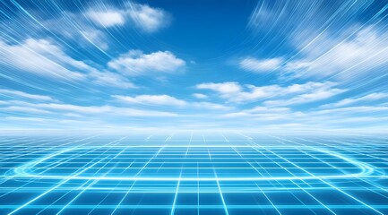 Azure Sky Meets Neon Grid Reality