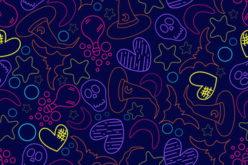 Halloween seamless line pattern monster ghost abstract Halloween background decorative design