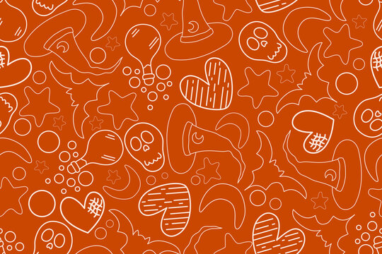 Halloween seamless line pattern monster ghost abstract Halloween background decorative design