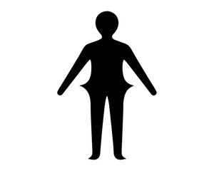 Silhouette of a person with peculiar shaped legs standing upright