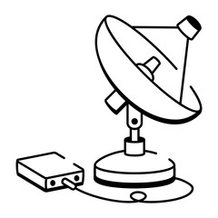 A hand drawn style icon showing satellite dish
