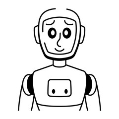 A sketchy style icon representing humanoid robot
