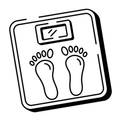 A hand drawn style icon showing digital weighing
