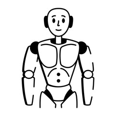 A sketchy style icon representing humanoid robot
