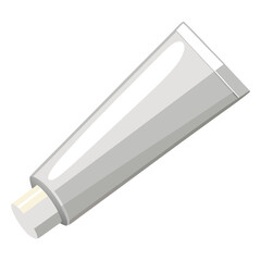 Vector Illustration of a White Plastic Toothpaste Tube with Silver Cap Ideal for Dental Hygiene and Product Mockups