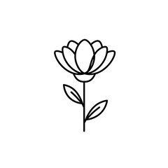 Obraz premium Simple line drawing of a flower with leaves on a stem 