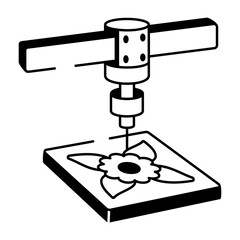 A doodle style icon showing laser cutter
