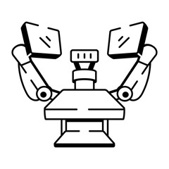 A drawing style icon depicting surgical robot
