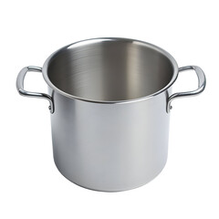 Shiny Stainless Steel Cooking Pot Isolated on Black Background - Kitchenware