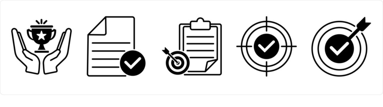  Success icons as victory, task, objectives . vector