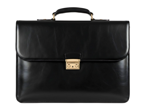 Vintage  leather briefcase with brass buckles isolated on transparent background - Powered by Adobe