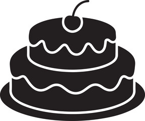 Birthday cake silhouette vector, Cake icon, birthday cake icon vector